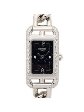 Hermes Watch Nantucket Bezel Diamond Aventurine Stainless Steel